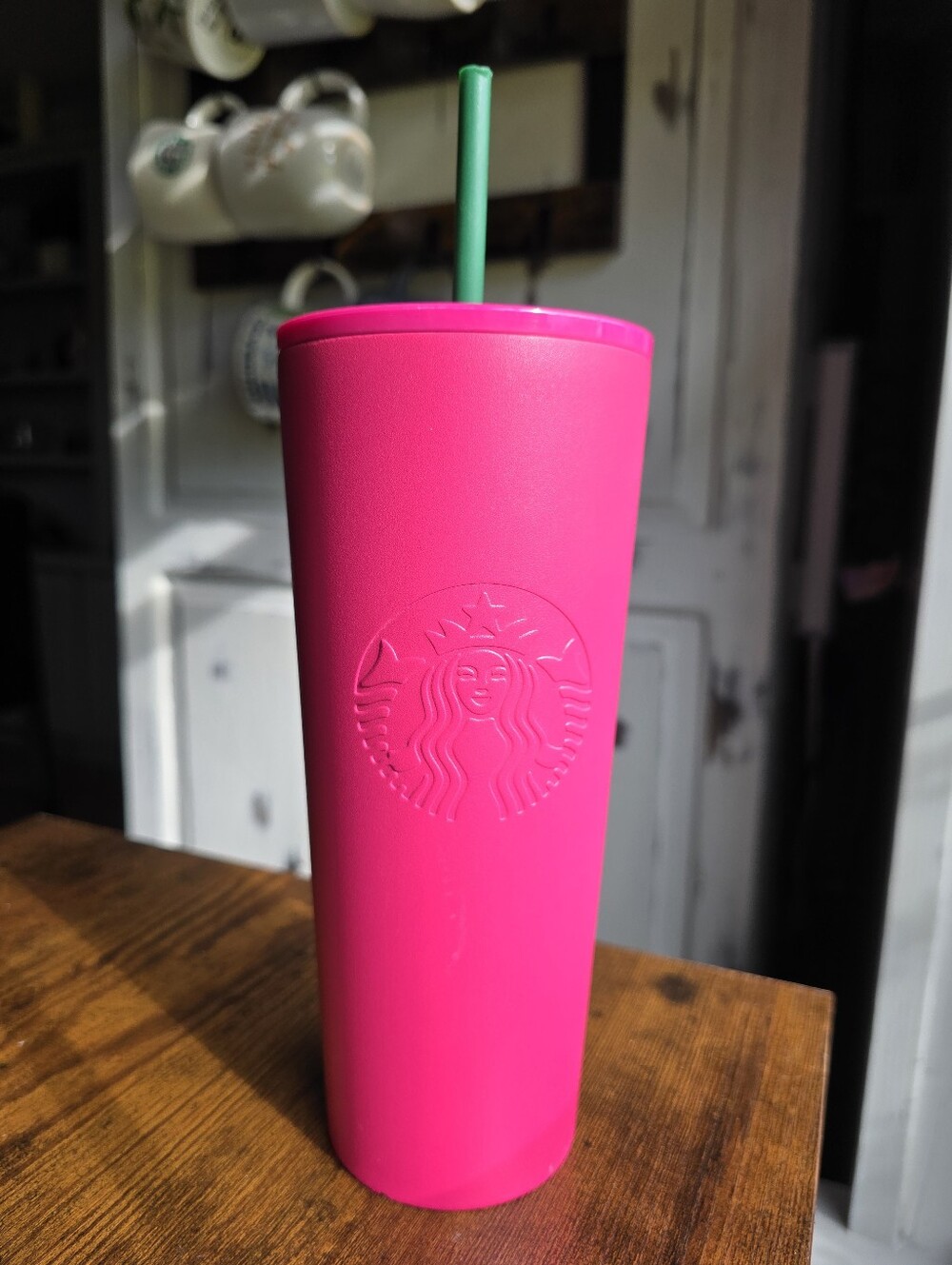 Starbucks 24oz Hot Pink Soft Touch Matte Siren Cold Cup Tumbler Venti
